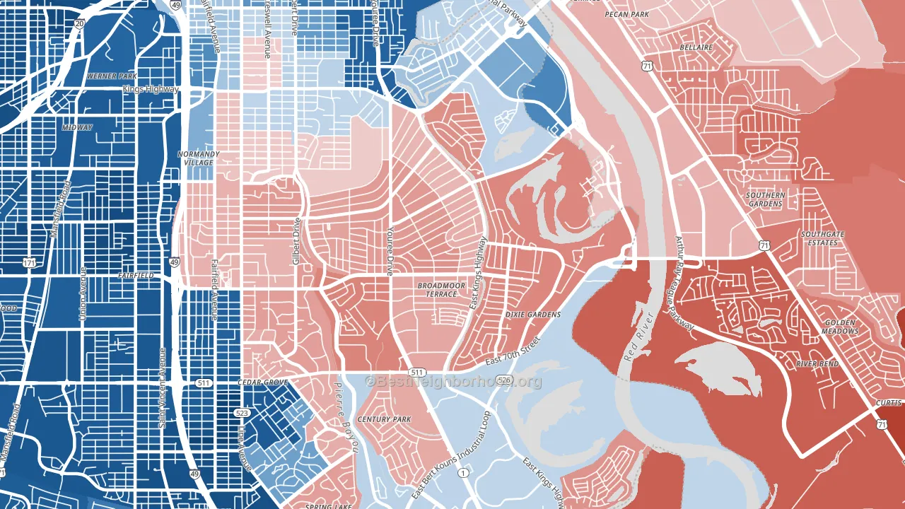 71105, LA block-group political-lean map
