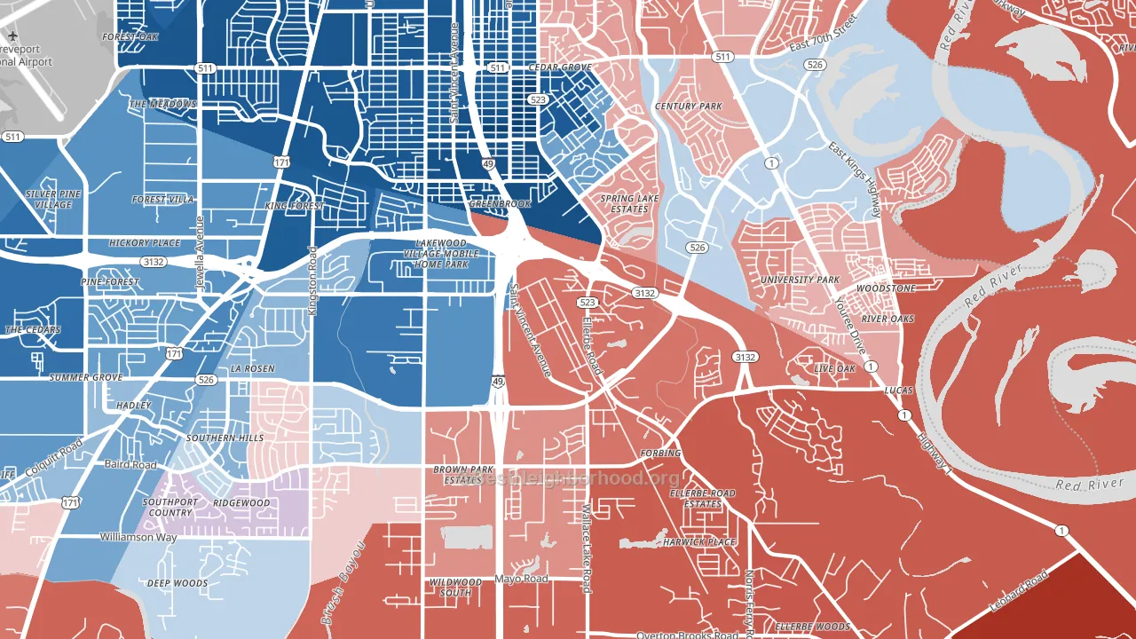 71106, LA block-group political-lean map