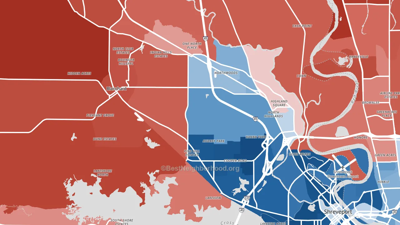 71107, LA block-group political-lean map
