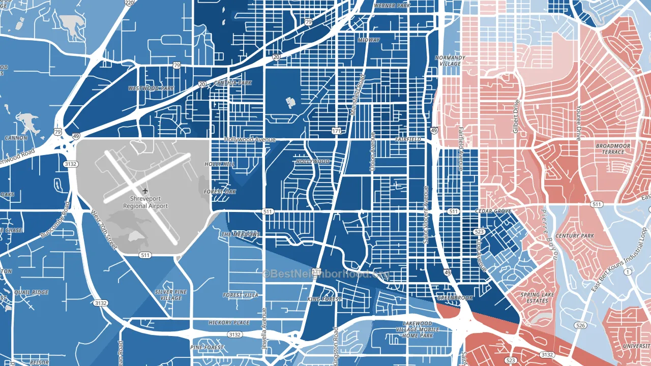 71108, LA block-group political-lean map