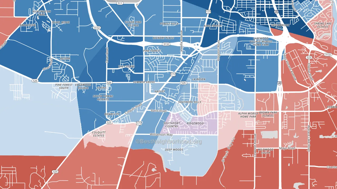 71118, LA block-group political-lean map