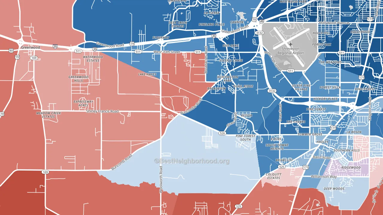 71129, LA block-group political-lean map