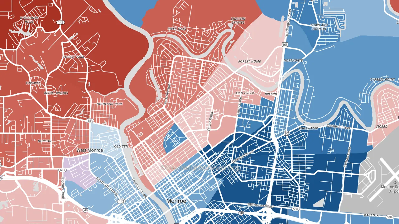 71201, LA block-group political-lean map