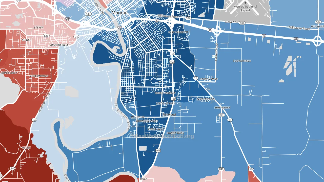 71202, LA block-group political-lean map