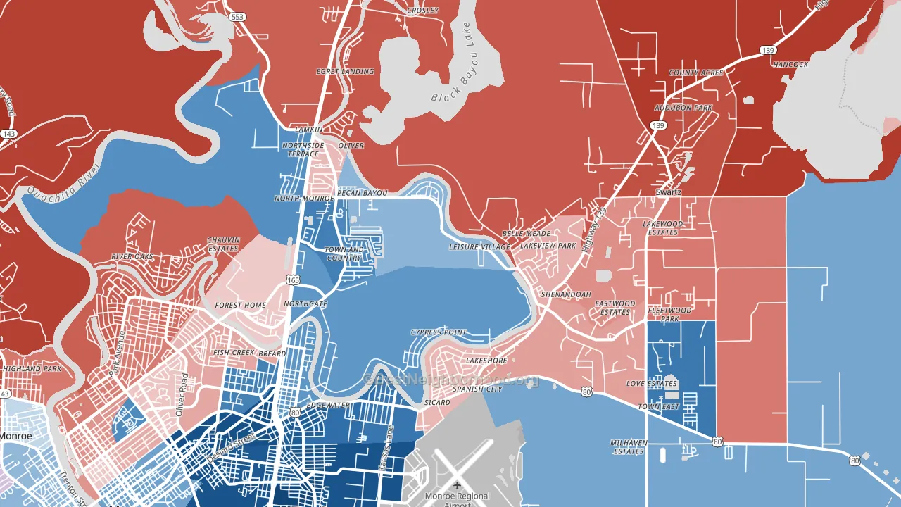 71203, LA block-group political-lean map