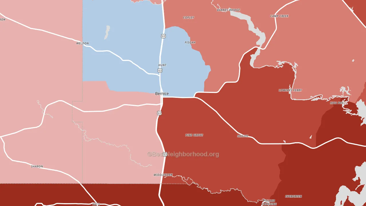 71222, LA block-group political-lean map