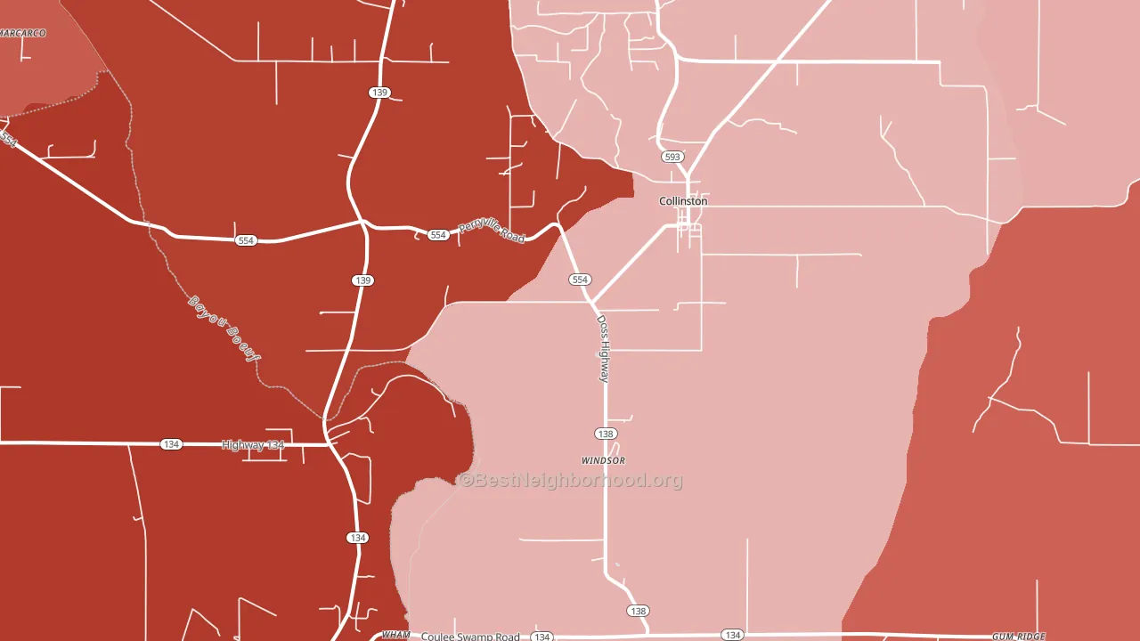 71229, LA block-group political-lean map