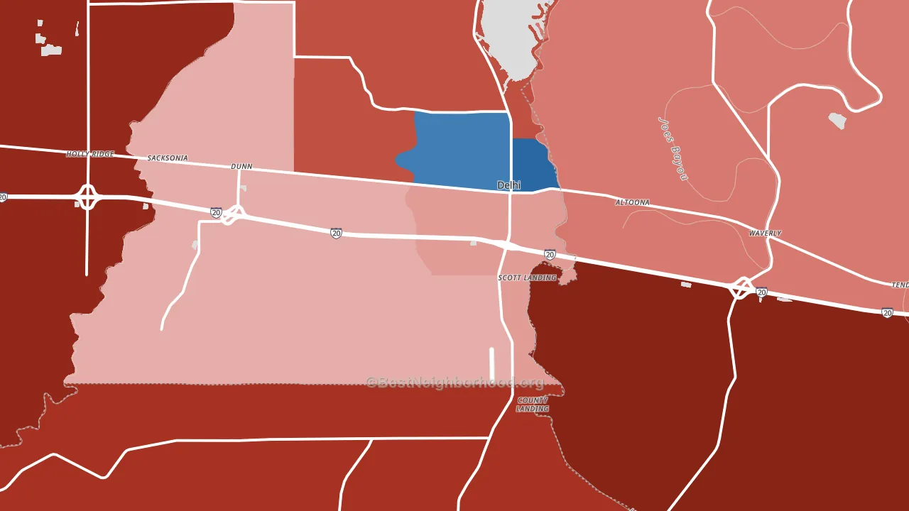 71232, LA block-group political-lean map