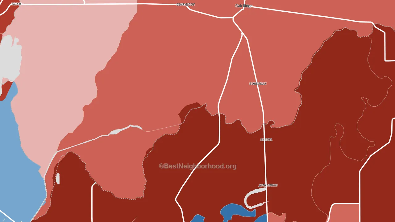 71264, LA block-group political-lean map