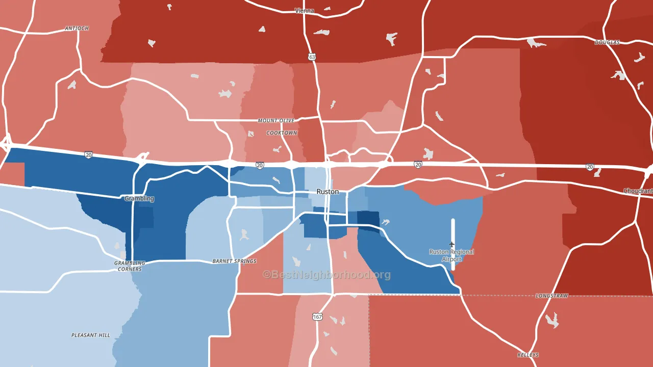 71270, LA block-group political-lean map
