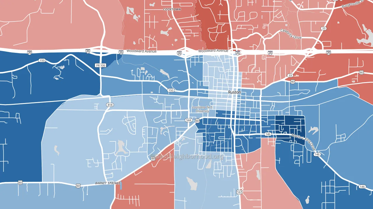 71272, LA block-group political-lean map