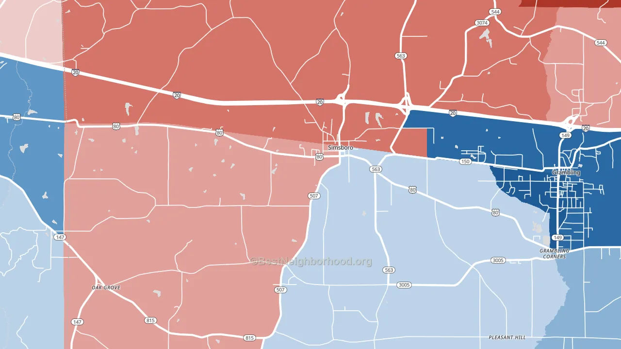 71275, LA block-group political-lean map