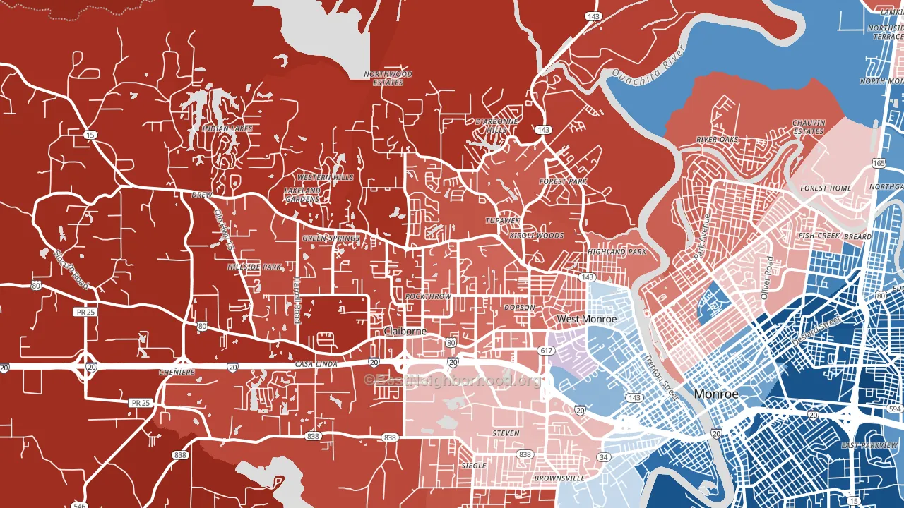 71291, LA block-group political-lean map