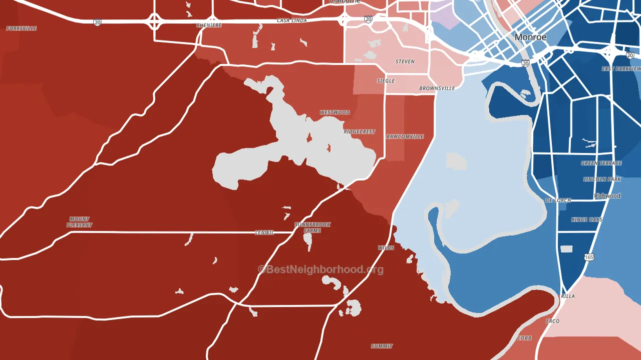 71292, LA block-group political-lean map