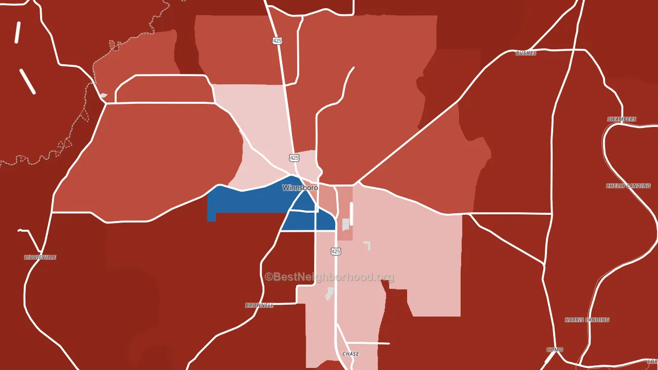 71295, LA block-group political-lean map