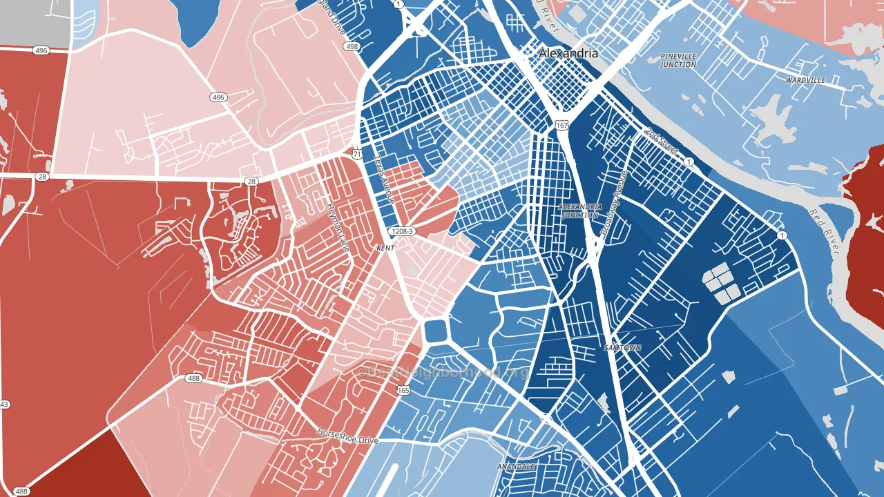 71301, LA block-group political-lean map