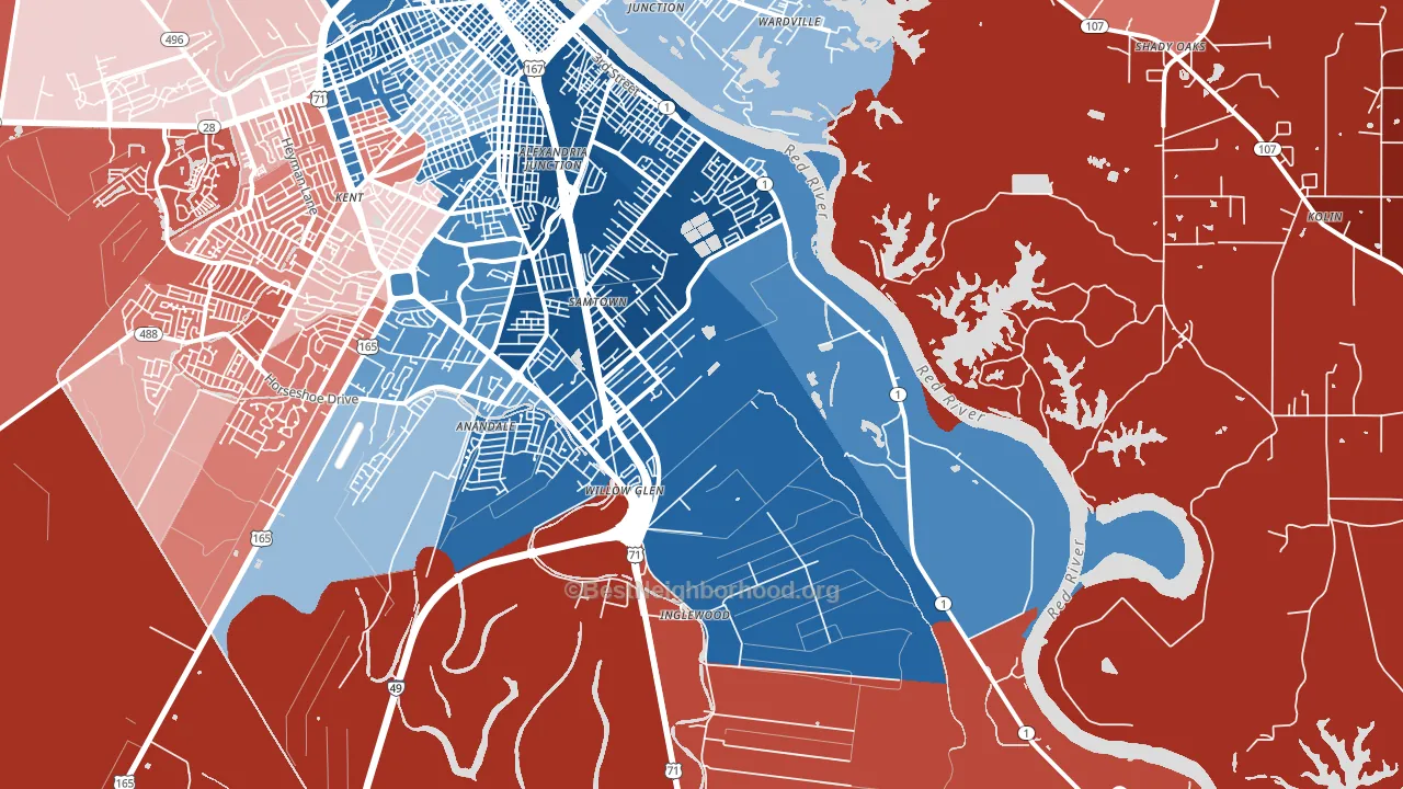 71302, LA block-group political-lean map