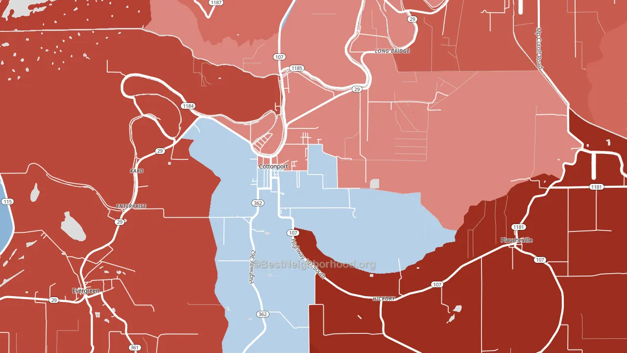 71327, LA block-group political-lean map