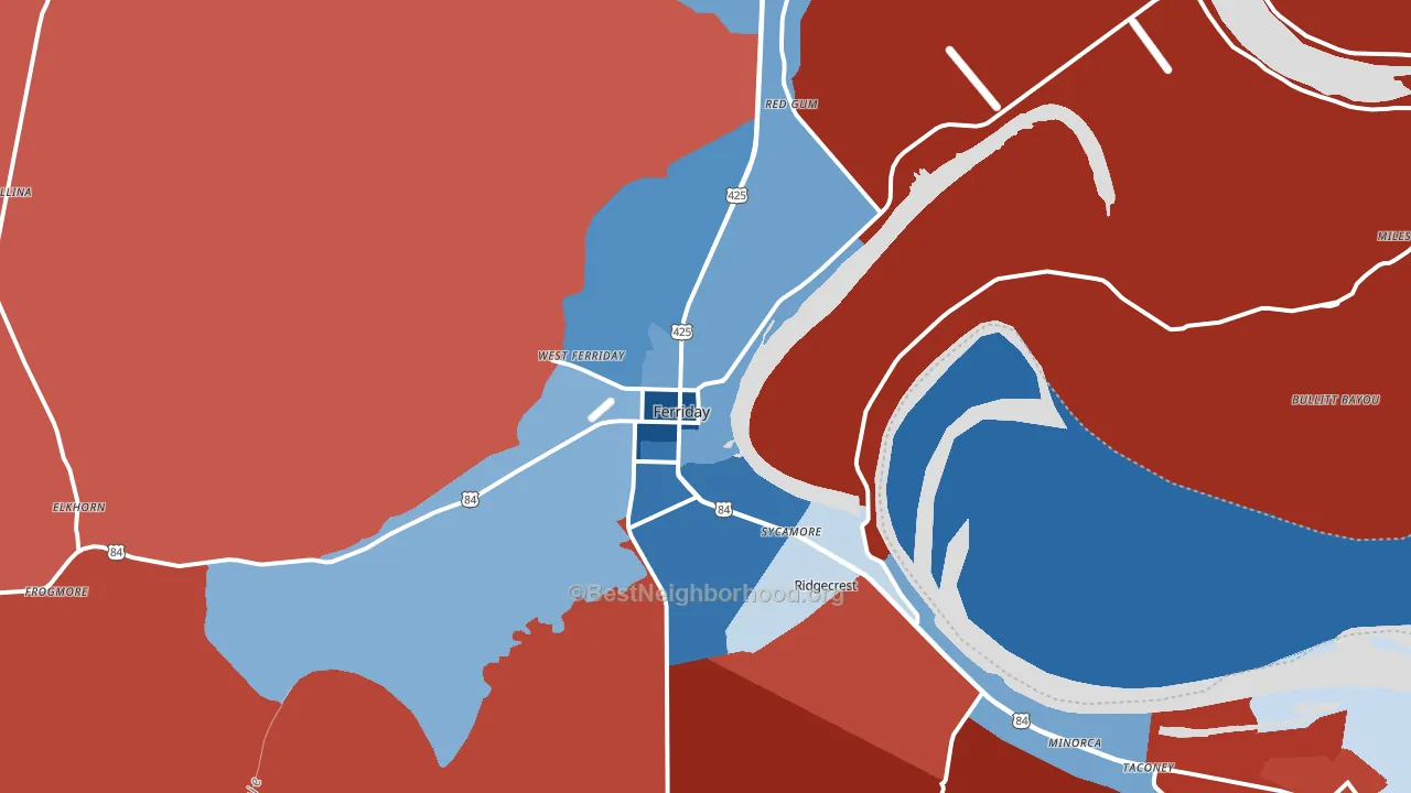 71334, LA block-group political-lean map