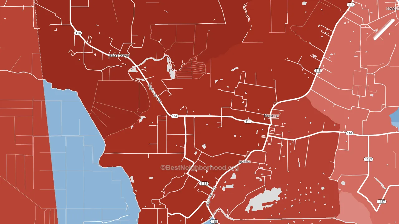71341, LA block-group political-lean map