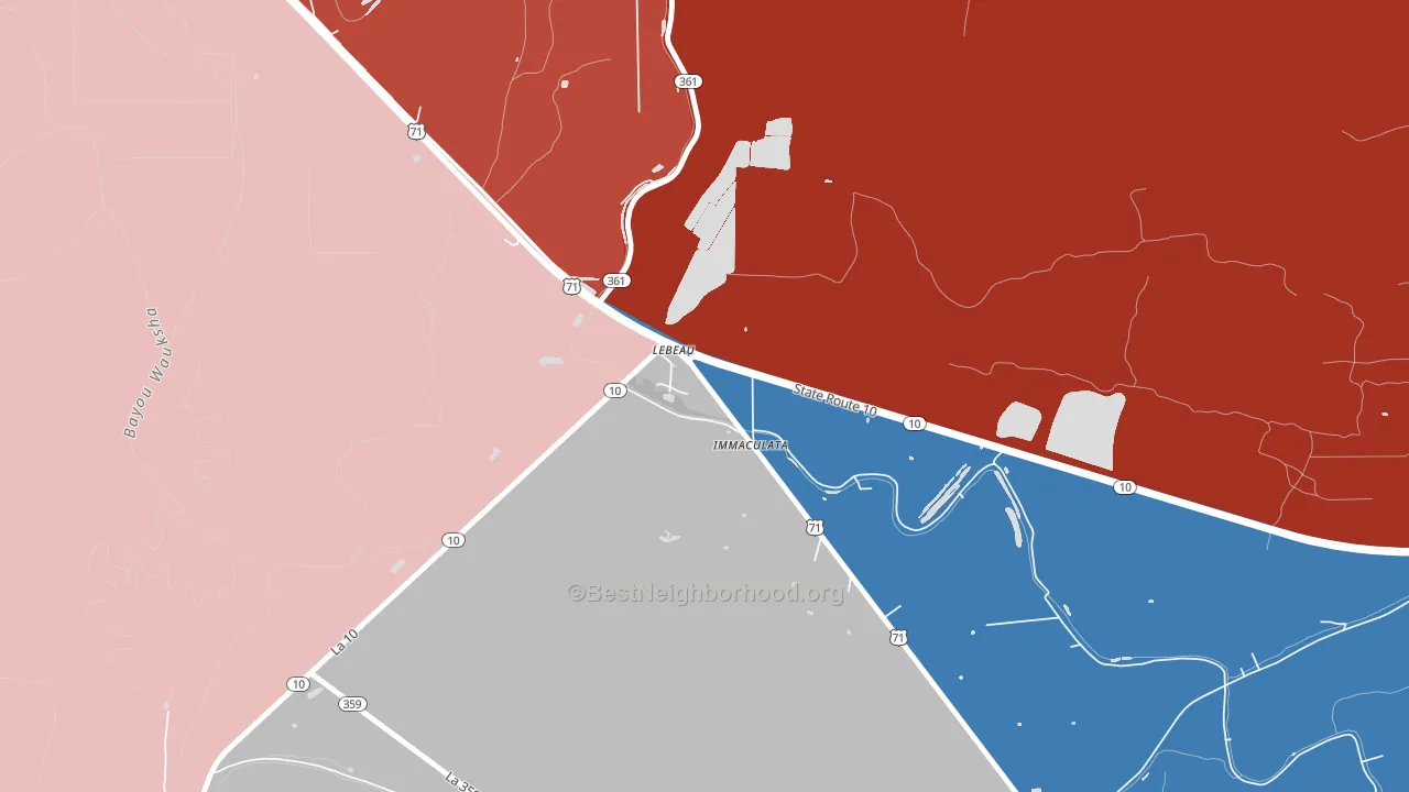 71345, LA block-group political-lean map