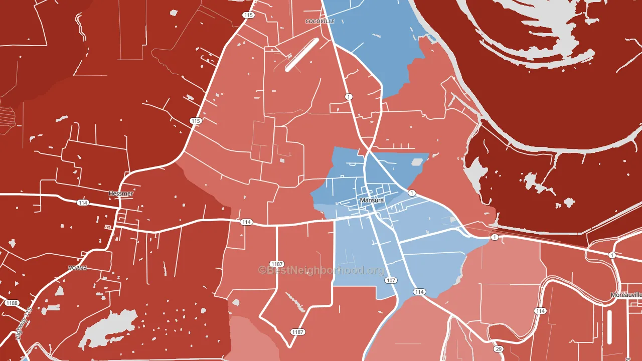 71350, LA block-group political-lean map