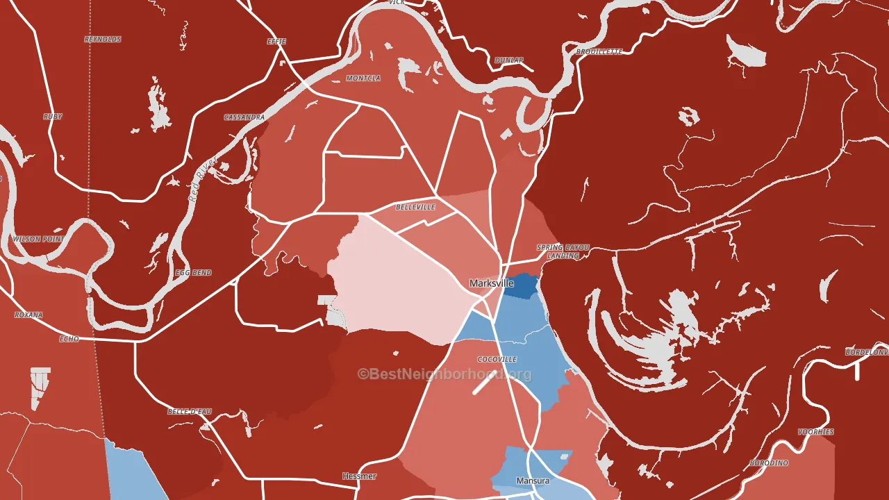 71351, LA block-group political-lean map