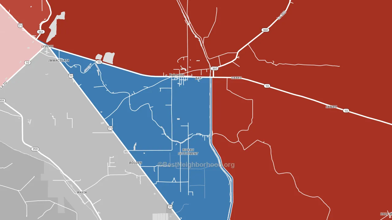 71358, LA block-group political-lean map
