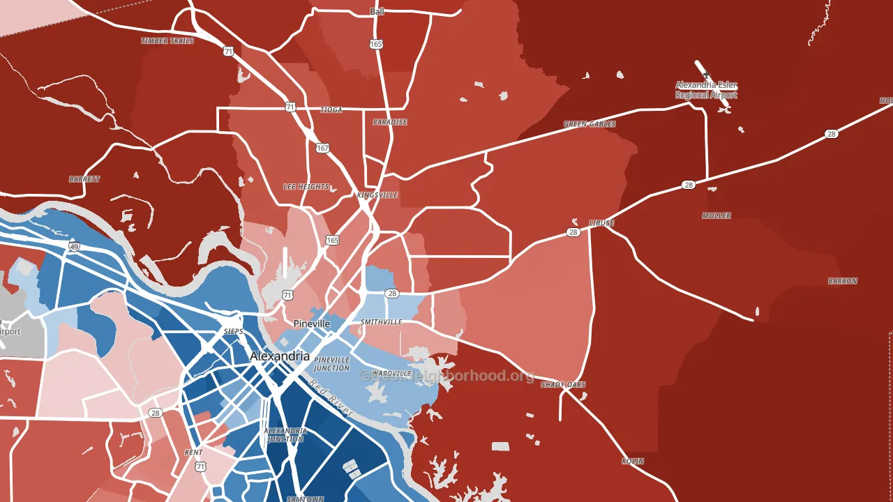71360, LA block-group political-lean map
