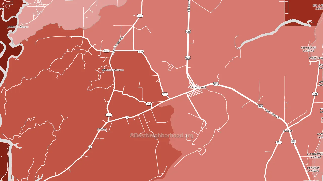 71368, LA block-group political-lean map