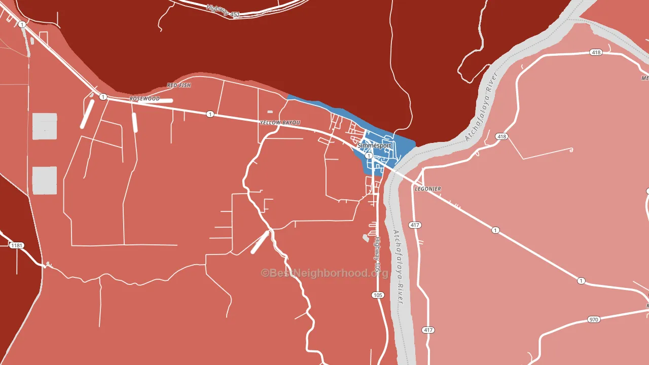 71369, LA block-group political-lean map