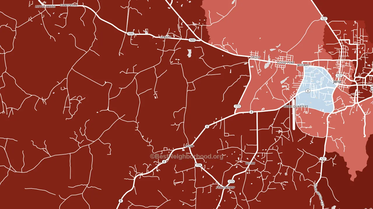 71371, LA block-group political-lean map