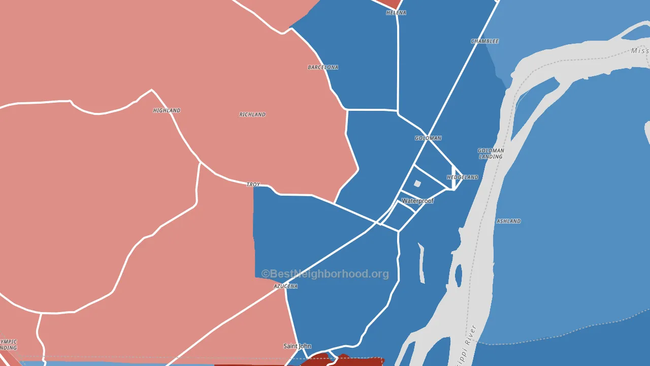 71375, LA block-group political-lean map