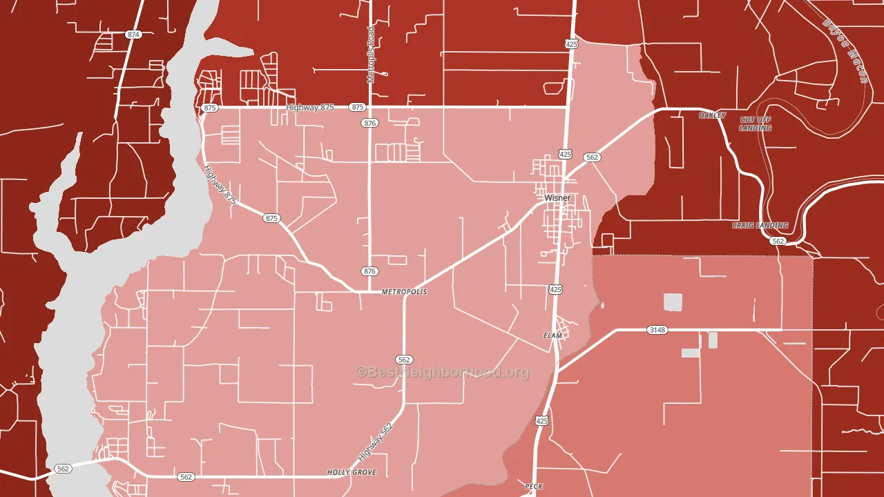 71378, LA block-group political-lean map