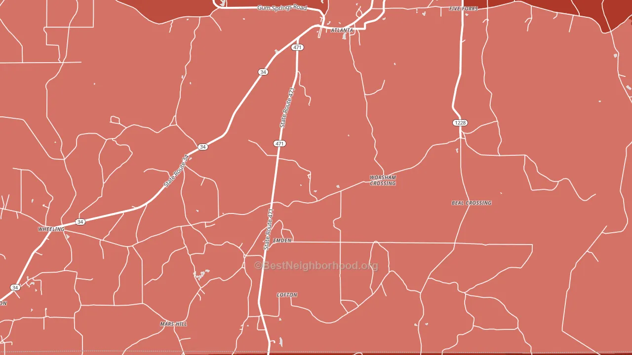 71404, LA block-group political-lean map