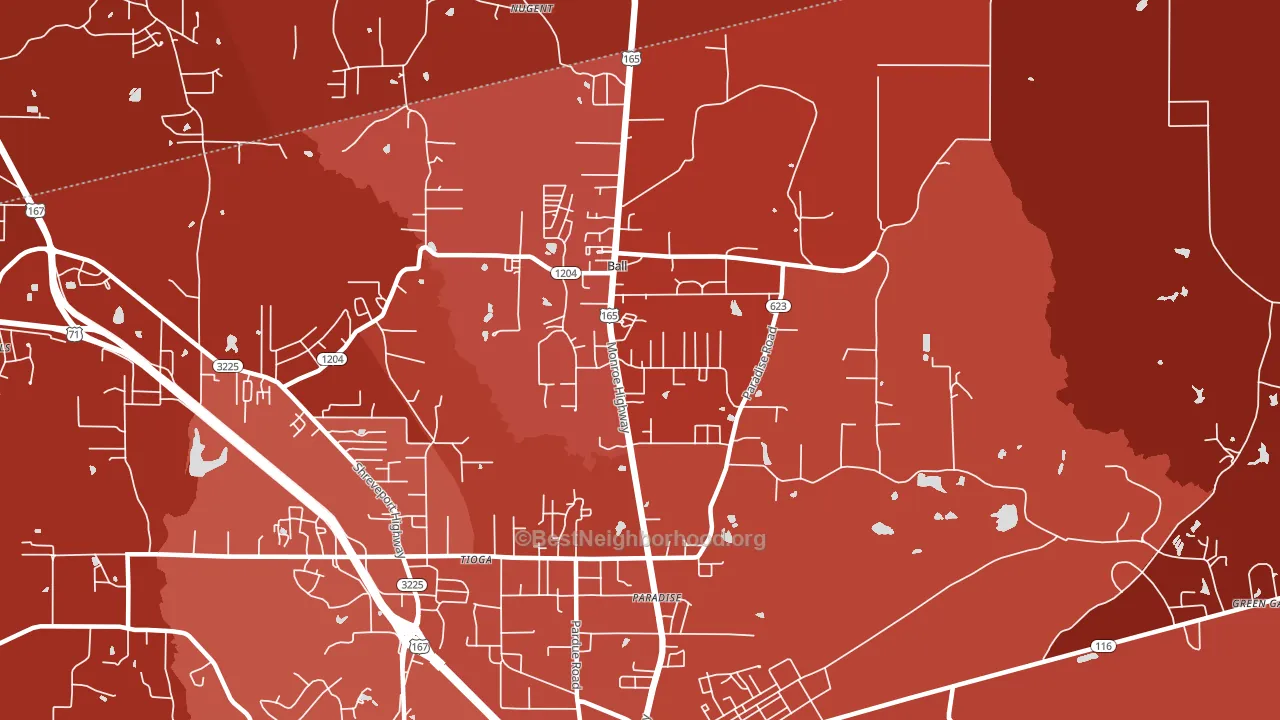 71405, LA block-group political-lean map