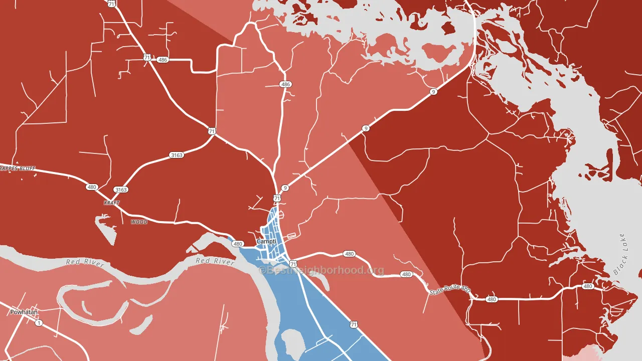 71411, LA block-group political-lean map
