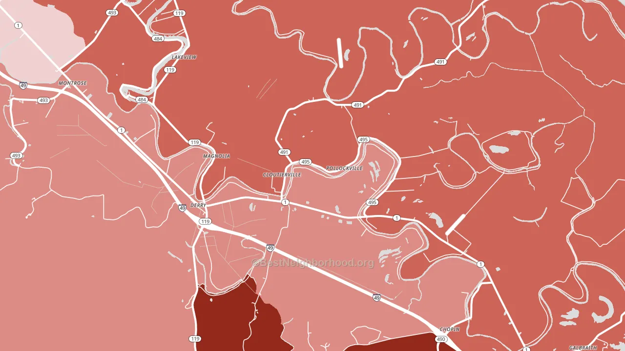 71416, LA block-group political-lean map