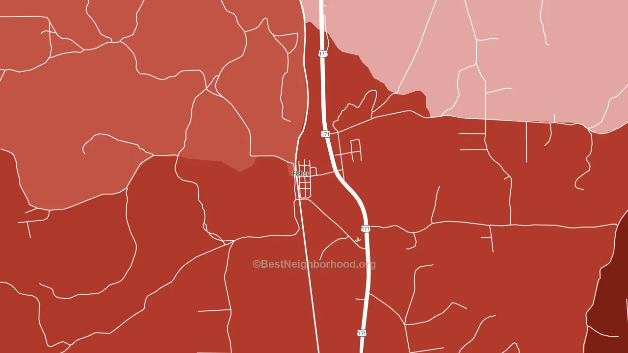 71426, LA block-group political-lean map