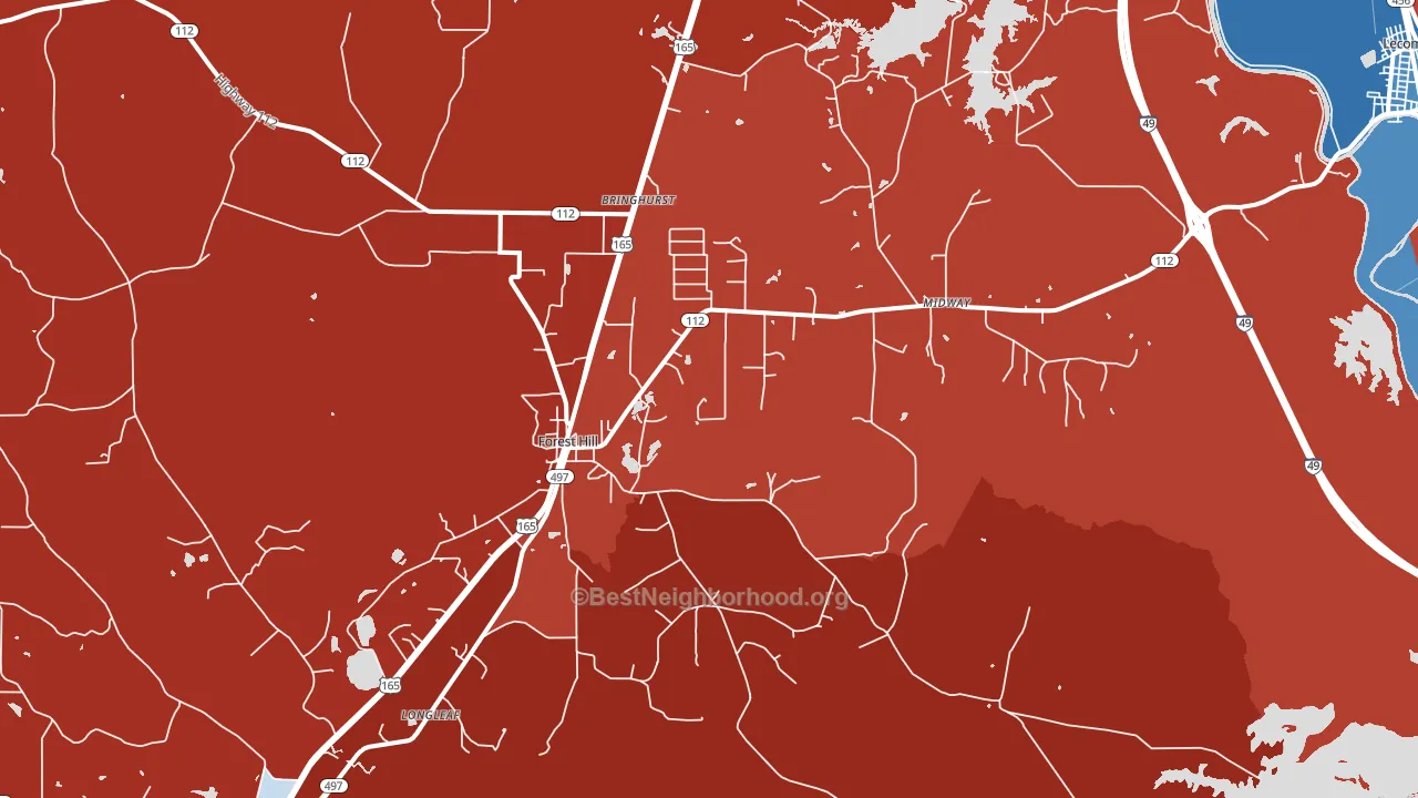 71430, LA block-group political-lean map