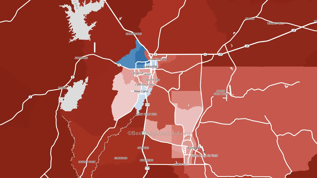 71446, LA block-group political-lean map