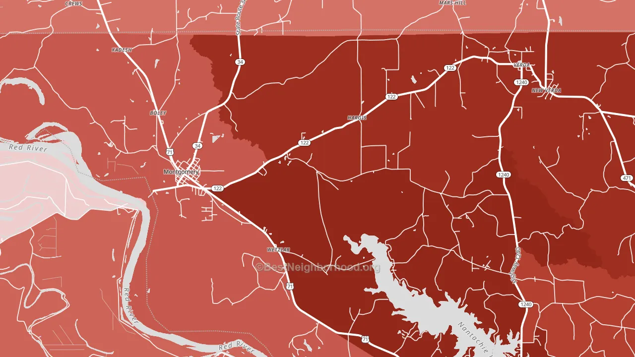 71454, LA block-group political-lean map