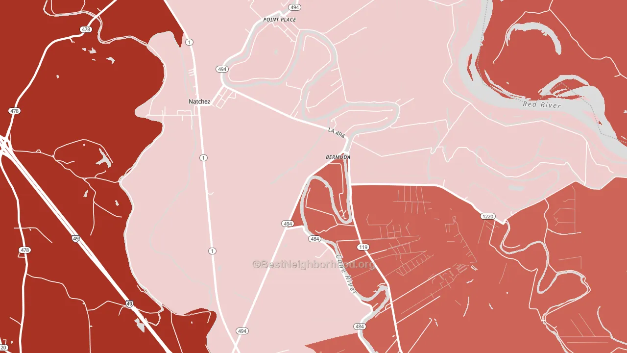 71456, LA block-group political-lean map