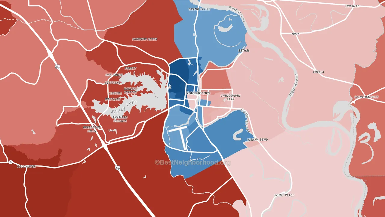 71457, LA block-group political-lean map