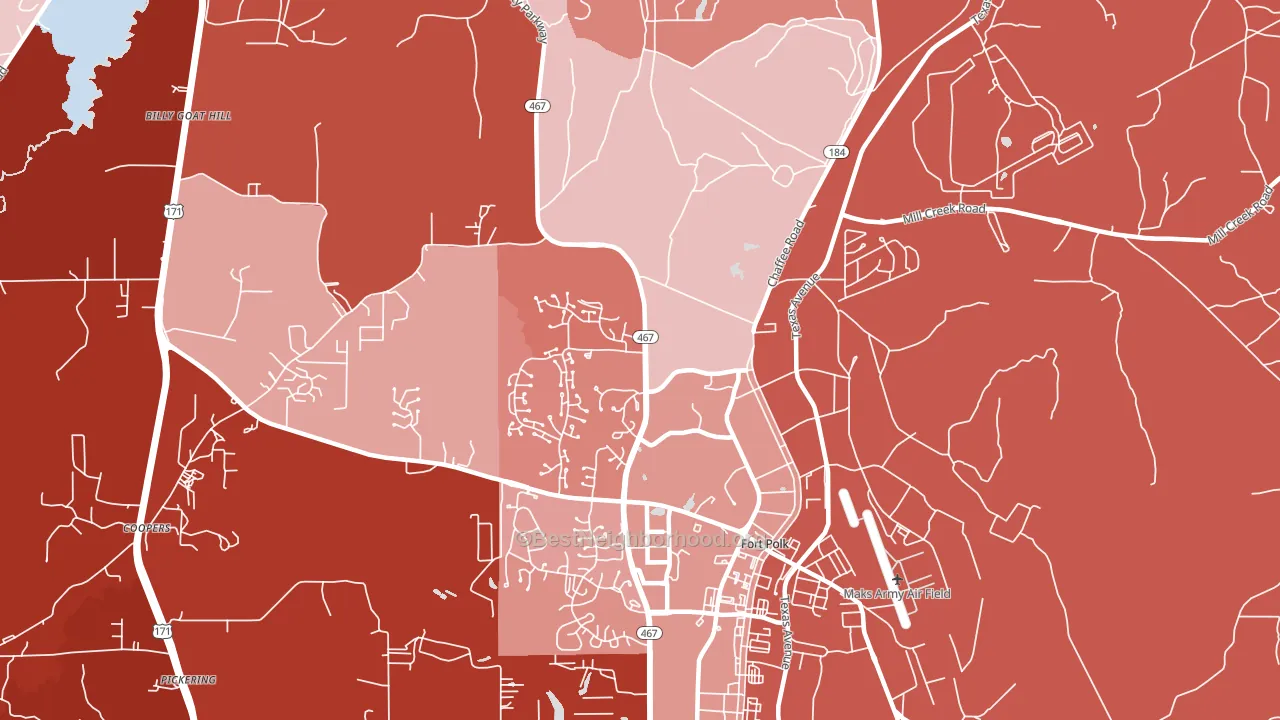 71459, LA block-group political-lean map