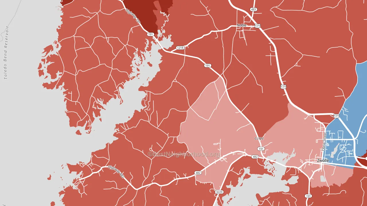 71462, LA block-group political-lean map