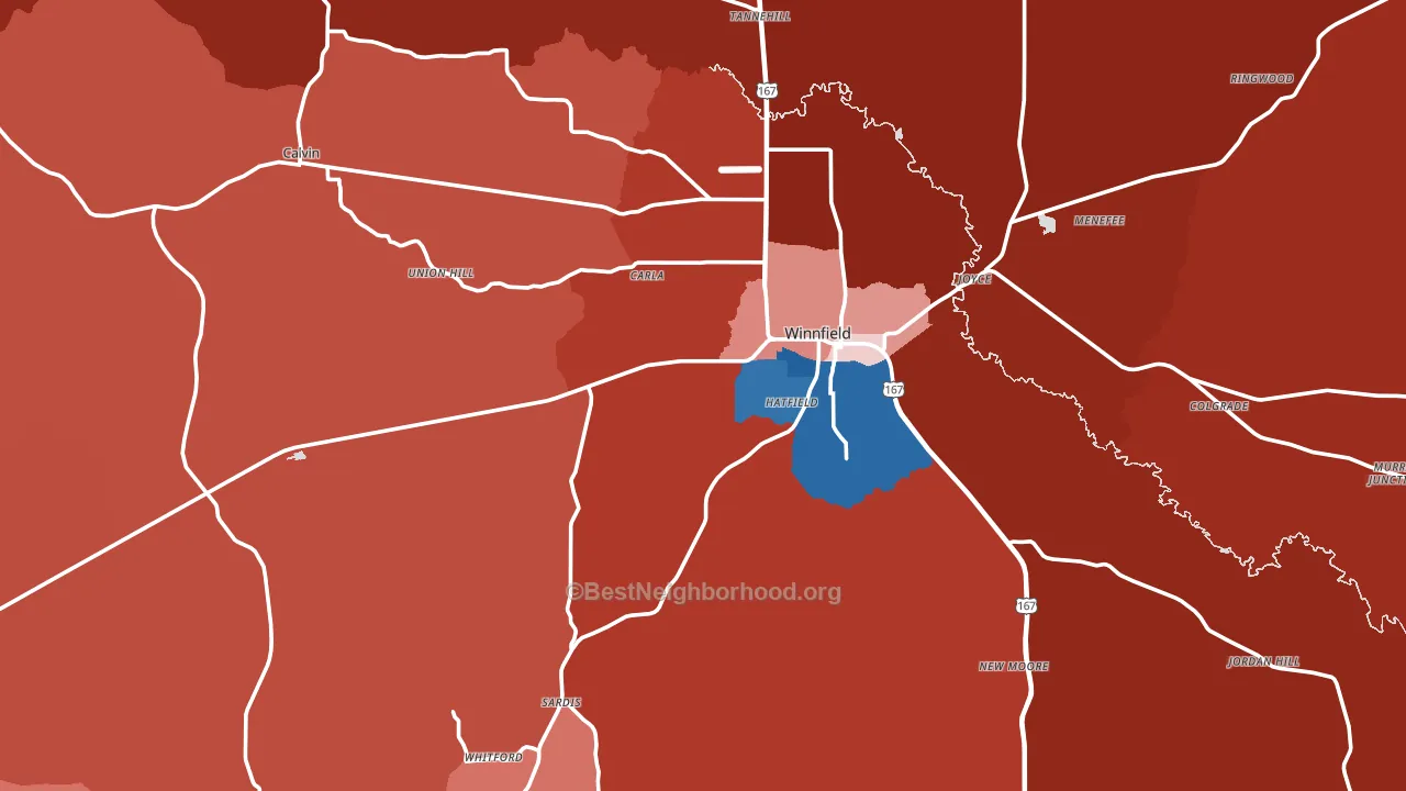71483, LA block-group political-lean map