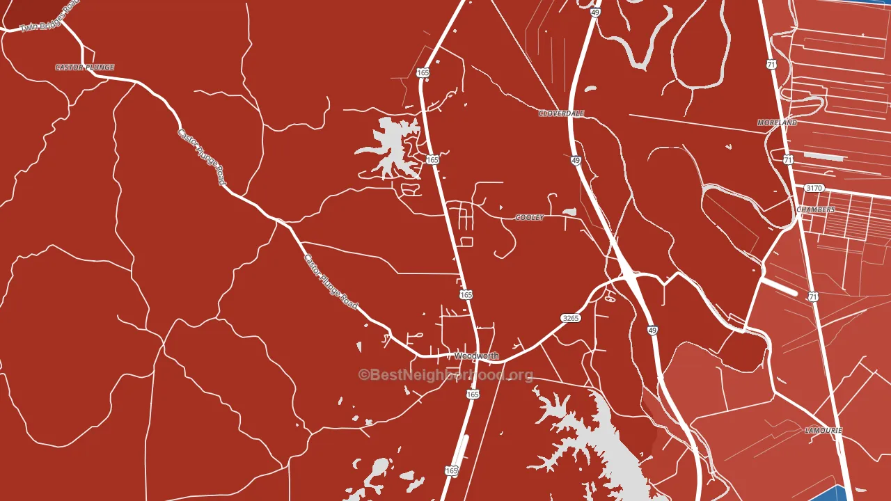 71485, LA block-group political-lean map