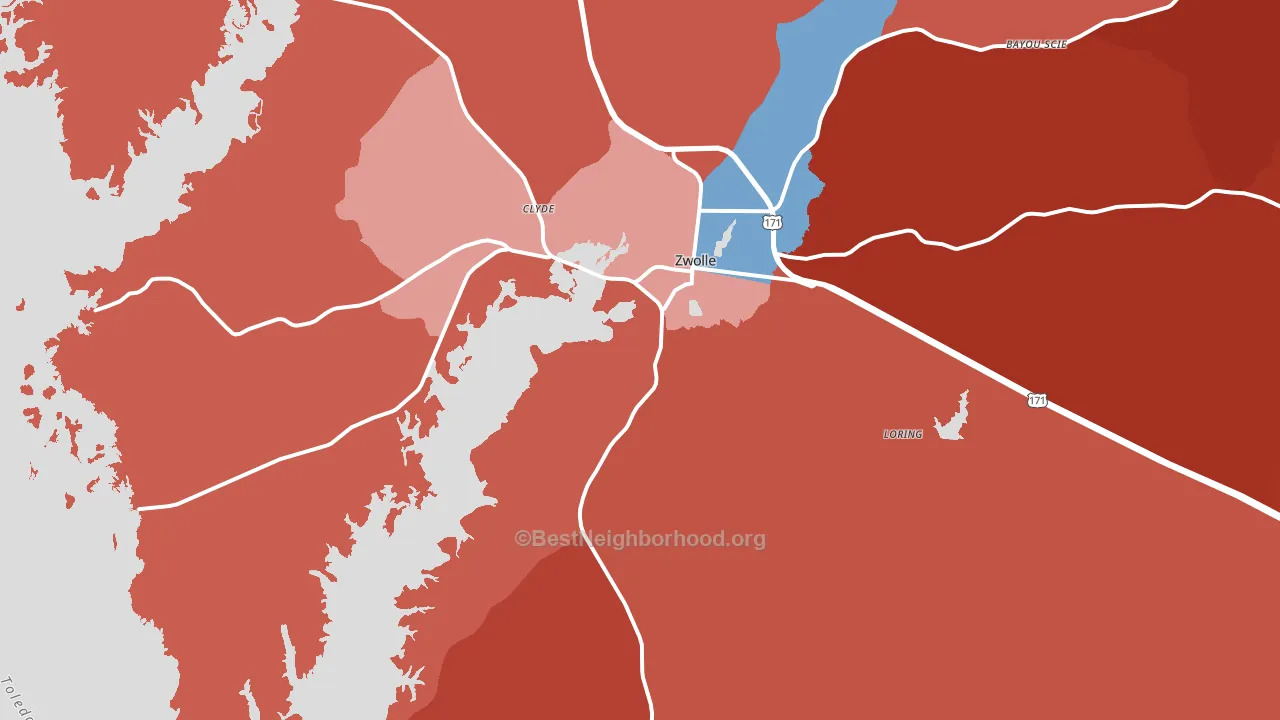 71486, LA block-group political-lean map