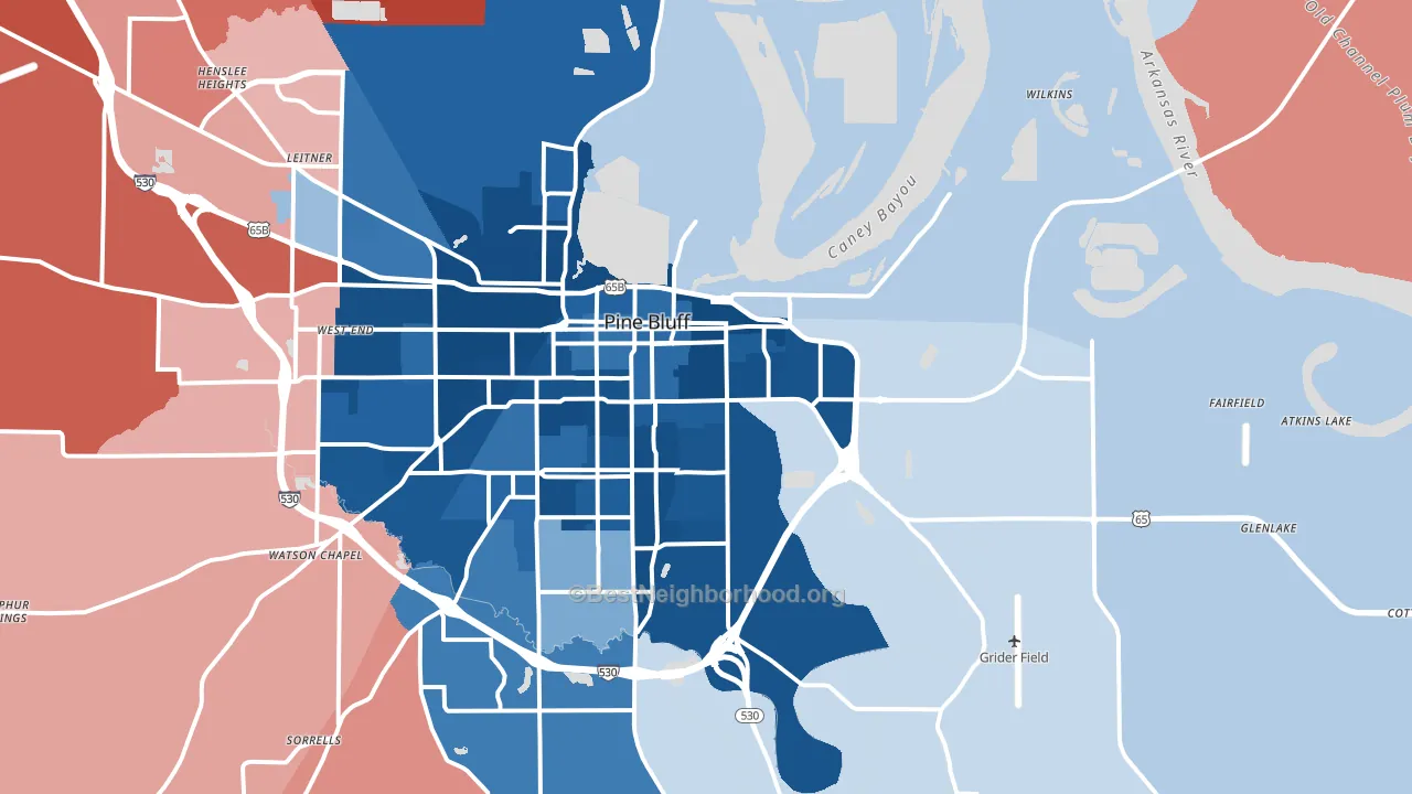 71601, AR block-group political-lean map